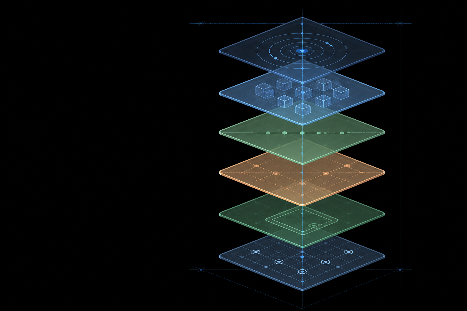 Exploded layers representing ownership, rights, vesting, value, wallet and decisions